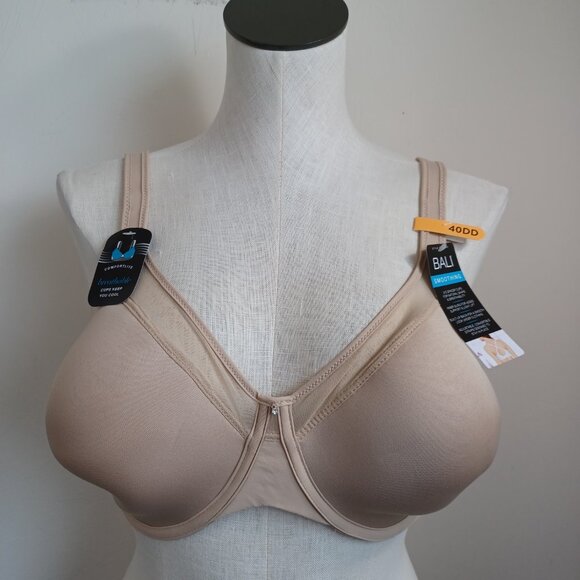 Bali Bra Comfortlite Smoothing Neutral Nude Adjustable Back Strap Women 40DD NEW - Picture 6 of 13